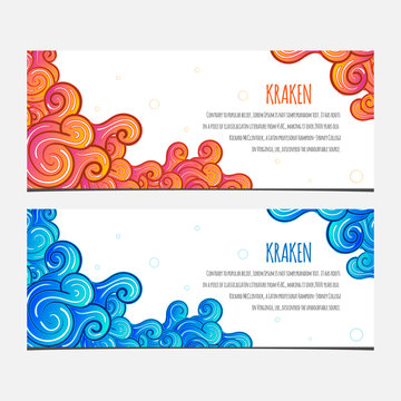 Collection banners modern wave design, colorful background. vector illustration