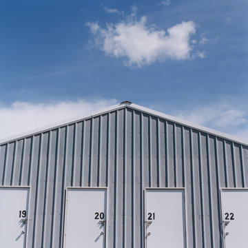 Numbered and locked doors at self storage building