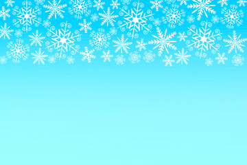 Bright blue Christmas background with white snowflakes border and copy space