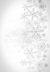 Christmas background with silver snowflakes on white