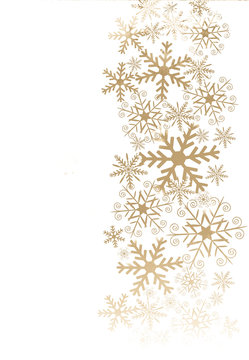 Christmas background with golden snowflakes.