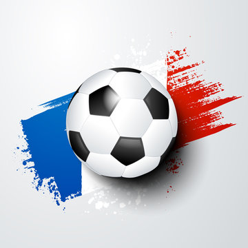 Vector Football, Soccer World or European Championship Ball and Flag of France.