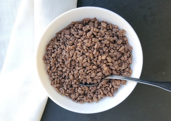 Chocolate cereals in bowl
