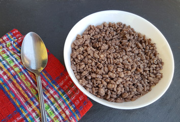 Chocolate cereals in bowl