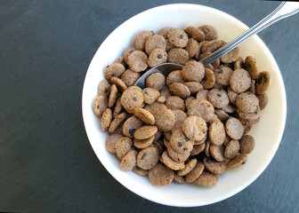 Chocolate cereals in bowl