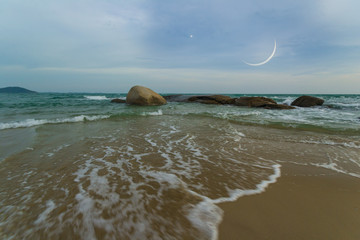 serreal scene of sea scape with Moon