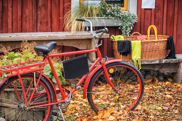 Fototapeta na wymiar Local Fruit and vegetable market with old bike old school details