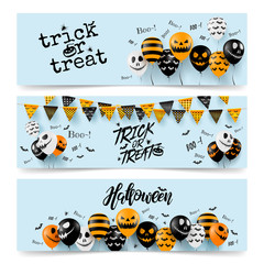 Halloween Banner with Halloween Ghost Balloons.Scary air balloons.Website spooky or banner  template.Vector illustration EPS10