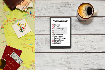 Travel organization complete concept in top view