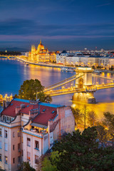 Fototapeta na wymiar Budapest. Cityscape image of Budapest, capital city of Hungary, during twilight blue hour.