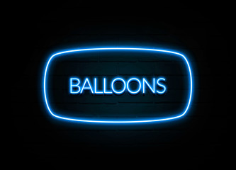 Balloons  - colorful Neon Sign on brickwall