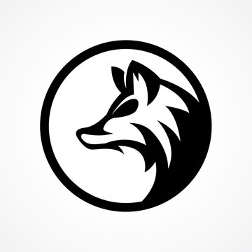 elegant modern wolf head logo in circle