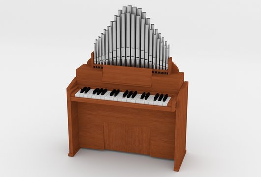 wooden harmonium 3D illustration