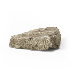 Large rock stone isolated on a white background 3d rendering
