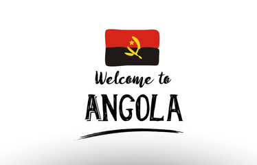 welcome to angola country flag logo card banner design poster