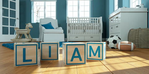 Naklejka premium Name Liam Würfel