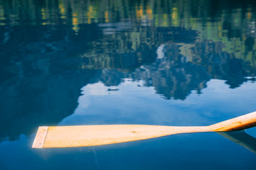 Pragser Wildsee on a canoe