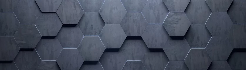 Türaufkleber Halle Konkreter Wide Hexagon Hintergrund (Site Head) (3D-Darstellung)