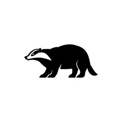 Obraz premium Vector badger silhouette view side for retro logos, emblems, badges, labels template vintage design element. Isolated on white background