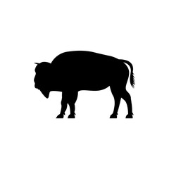 Vector bison silhouette view side for retro logos, emblems, badges, labels template vintage design element. Isolated on white background