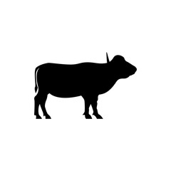 Vector african buffalo silhouette view side for retro logos, emblems, badges, labels template vintage design element. Isolated on white background