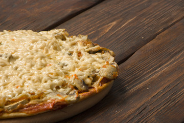 pizza top view with copy space