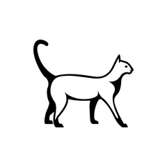 Vector cat silhouette view side for retro logos, emblems, badges, labels template vintage design element. Isolated on white background