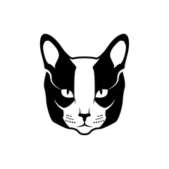 Vector cat head, face  for retro hipster logos, emblems, badges, labels template and t-shirt vintage design element. Isolated on white background