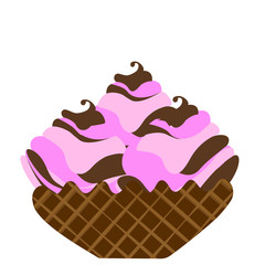 Isolated sundae on a white background, Vector illustration