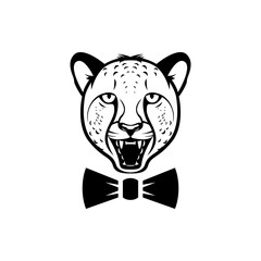 Vector cheetah head, face  for retro hipster logos, emblems, badges, labels template and t-shirt vintage design element. Isolated on white background