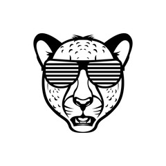 Vector cheetah head, face  for retro hipster logos, emblems, badges, labels template and t-shirt vintage design element. Isolated on white background
