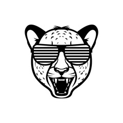 Vector cheetah head, face  for retro hipster logos, emblems, badges, labels template and t-shirt vintage design element. Isolated on white background