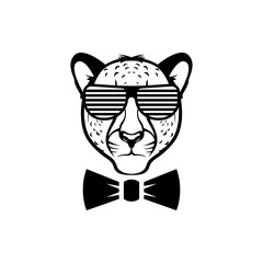 Vector cheetah head, face  for retro hipster logos, emblems, badges, labels template and t-shirt vintage design element. Isolated on white background