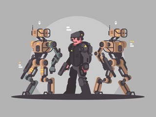 Military soldier drone and man