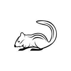 Vector chipmunk silhouette view side for retro logos, emblems, badges, labels template vintage design element. Isolated on white background