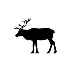 Vector deer silhouette view side for retro logos, emblems, badges, labels template vintage design element. Isolated on white background