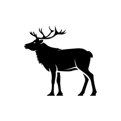 Vector deer silhouette view side for retro logos, emblems, badges, labels template vintage design element. Isolated on white background