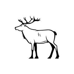 Fototapeta premium Vector deer silhouette view side for retro logos, emblems, badges, labels template vintage design element. Isolated on white background