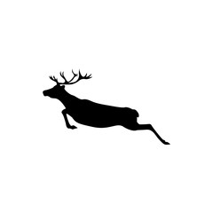 Vector reindeer silhouette view side for retro logos, emblems, badges, labels template vintage design element. Isolated on white background