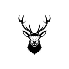 Vector deer head, face  for retro hipster logos, emblems, badges, labels template and t-shirt vintage design element. Isolated on white background