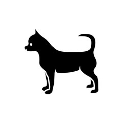 Vector dog silhouette view side for retro logos, emblems, badges, labels template vintage design element. Isolated on white background