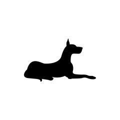 Vector dog silhouette view side for retro logos, emblems, badges, labels template vintage design element. Isolated on white background