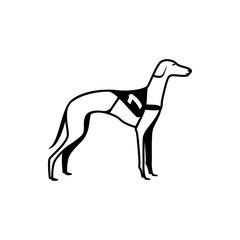 Vector dog silhouette view side for retro logos, emblems, badges, labels template vintage design element. Isolated on white background