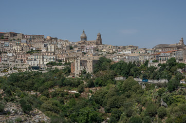 Obraz premium Panoramic view of the old small town Ragusa. Sicily. Italy.