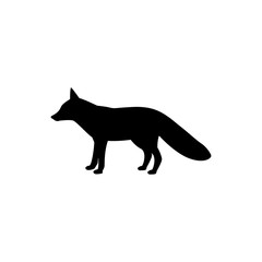 Vector fox silhouette view side for retro logos, emblems, badges, labels template vintage design element. Isolated on white background
