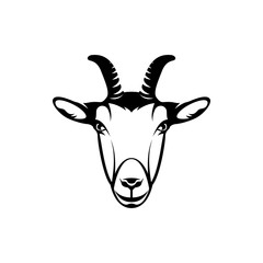 Vector goat head, face  for retro hipster logos, emblems, badges, labels template and t-shirt vintage design element. Isolated on white background