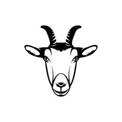 Vector goat head, face  for retro hipster logos, emblems, badges, labels template and t-shirt vintage design element. Isolated on white background