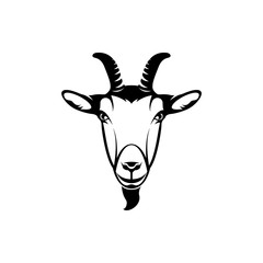 Vector goat head, face  for retro hipster logos, emblems, badges, labels template and t-shirt vintage design element. Isolated on white background