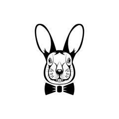 Vector hare head, face  for retro hipster logos, emblems, badges, labels template and t-shirt vintage design element. Isolated on white background