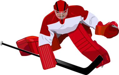 Hockey goalkeeper in the game